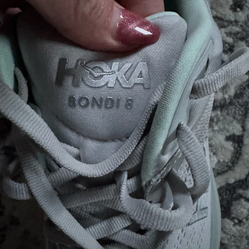 Hoka Bondi 8 Women's Gray and Mint Sneakers - Picture 4 of 5